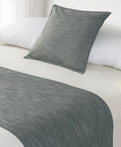Linen Look Bed Runners & Cushions - Pewter